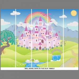 Castle wall mural print layout.