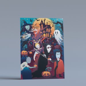 Haunted House Halloween standee displayed with full artwork.