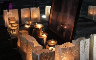 A candle light tribute for someone who past.
