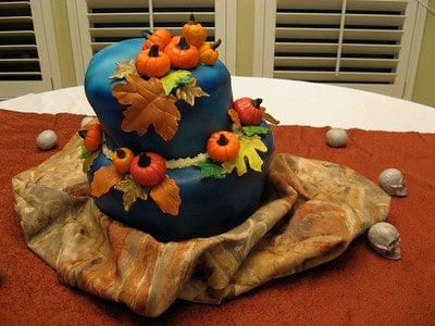 A Fall themed birthday cake.
