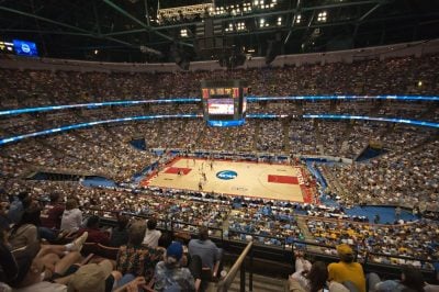 NCAA March Madness tournament court.