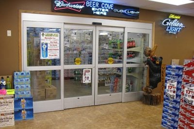 Beverage lighted signage point-of-purchase display in-store.