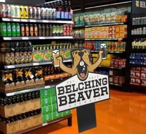 Belching Beaver beer company POS standee