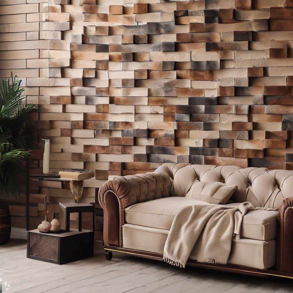Display of faux brick wall paper design.
