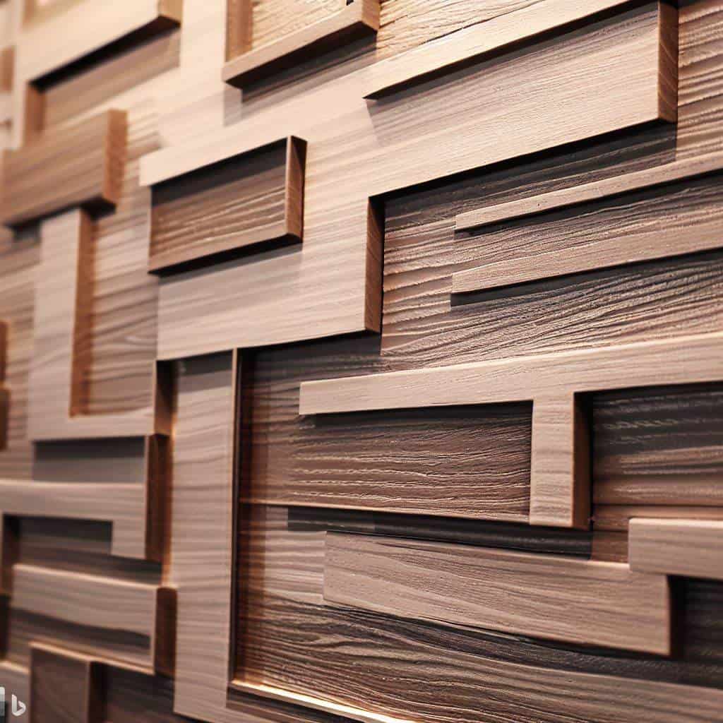 Display of faux wood paneling design.
