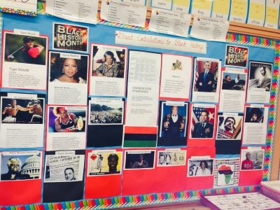 School display for highlighting black leaders.
