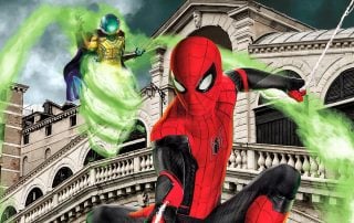 Spiderman in action from movie "Spiderman: Far From Home".