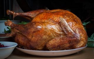 Thanksgiving turkey on platter.