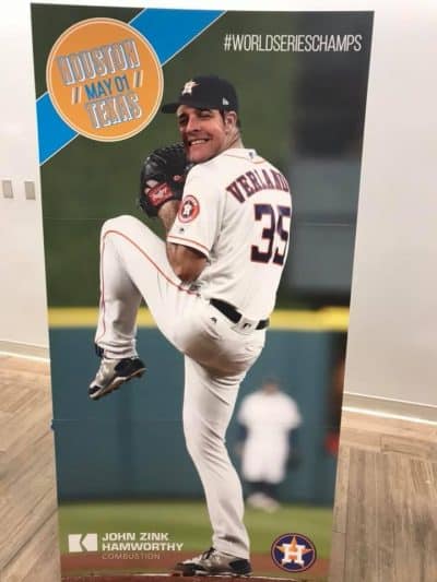 Justin Verlander of the Houston Astros life-size cardboard cutout.