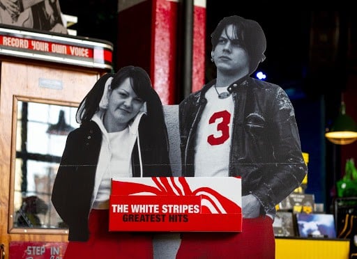 Point of purchase display of Jack & Meg of The White Stripes.