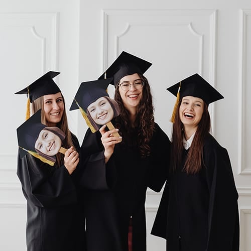 Twelve inch face on a stick is great for graduation!
