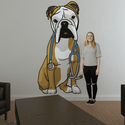 Eight foot vinyl decal of dog.
