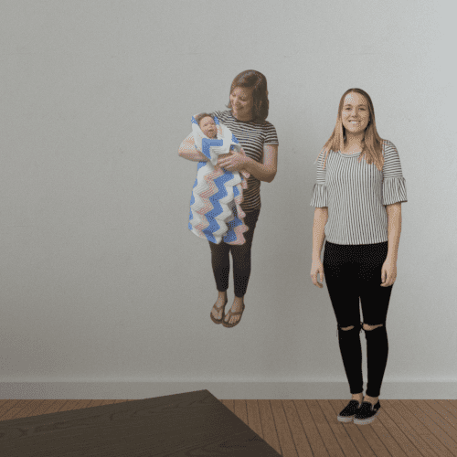 Five foot vinyl wall decal of mom with baby.