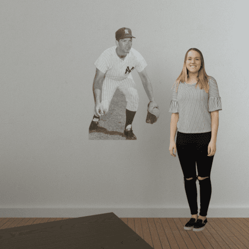 Four foot vinyl wall decal of baseball player.