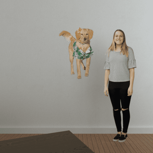 Three foot vinyl decal cutout of a dog.
