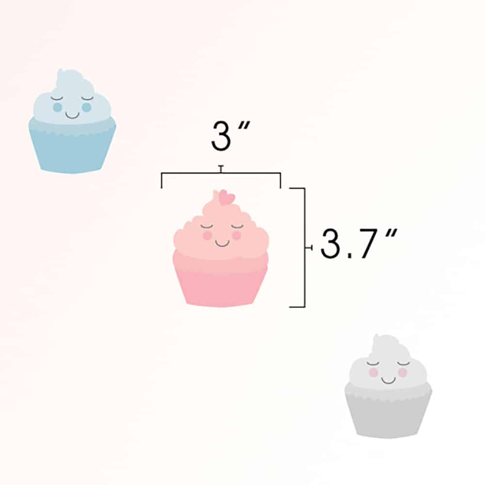 Cute Cupcakes Pattern wall decal dimensions.