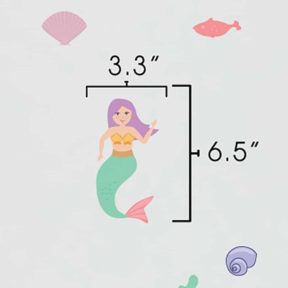 Mermaid Pattern wall decal dimensions.