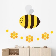 Bee Single Pattern wall decal on nursery wall.
