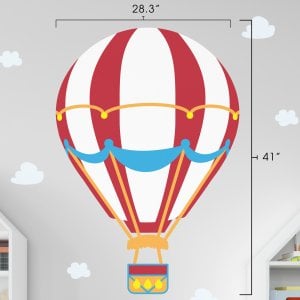 Dimensions of the large hot air balloon wall decal.