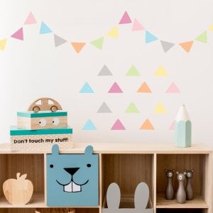 Pastel Party Flag wall decal displayed on wall.