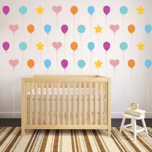 Balloon Pattern wall decal decorating a nursery wall.
