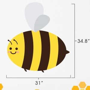 Bee Single Pattern wall decal dimensions.