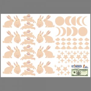 Bunnies Pattern wall decal print layout.