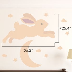 Bunny and Moon wall decal dimensions.