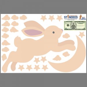 Bunny and Moon wall decal print layout.