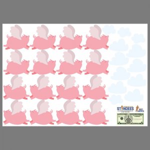 Print layout of Flying Piggies wall decal.