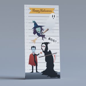 Halloween Police Line Up standee displayed with full artwork.