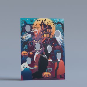 Haunted House Halloween standee includes a witch, ghost, zombie and more!