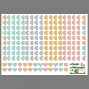 Hearts Hipster Pastel wall decal print layout.