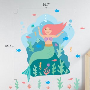Mermaid Single wall decal dimensions.