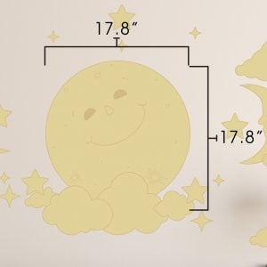 Dimensions of Moon Night Sky wall decal.