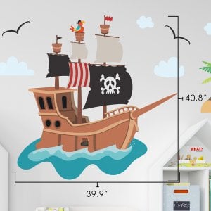 Dimension of the pirate ship wall decal.