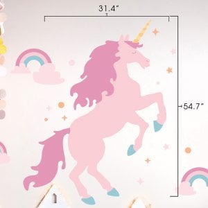 Dimensions of the Unicorn wall decal.
